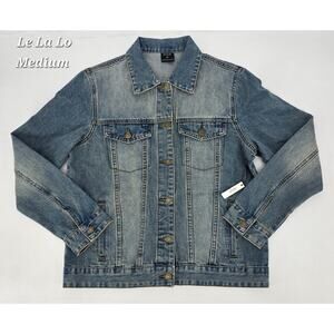 LE LA LO “MAMA” Beaded Denim Jacket – Size Medium (NWT)